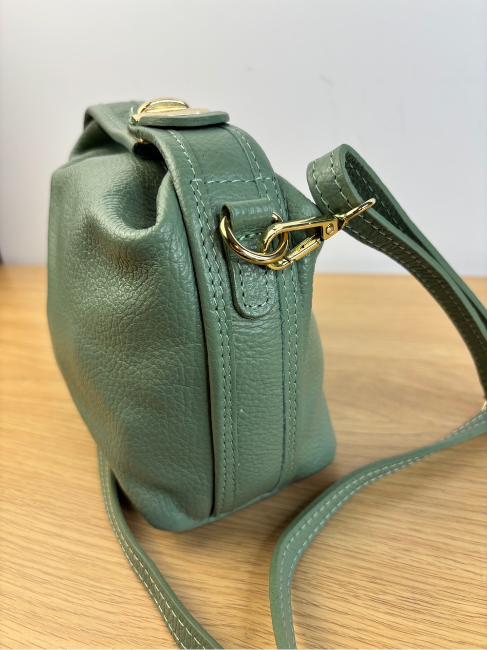 Borse in Pelle (Italian -Genuine Pebbled Leather) in Sage Green Soft - Picture 5 of 13